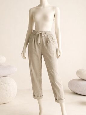 Wilfred (Aritzia) Linen Blend Tie-Waist Pants – Light Lilac -Rolled Cuff SZ 4